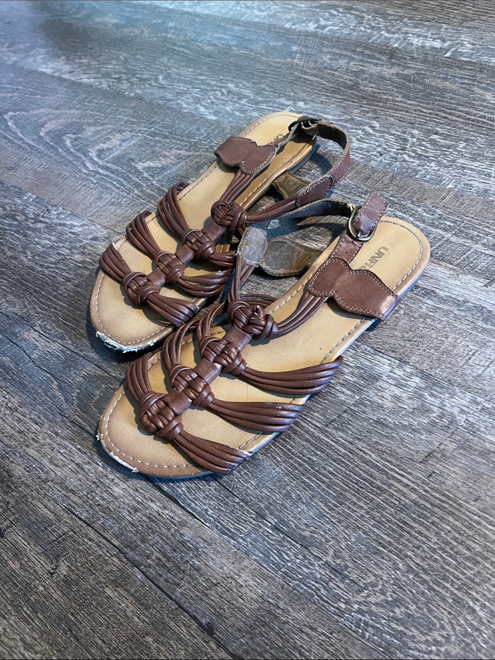 Brown Braided Slingback Sandals with Knotted Straps